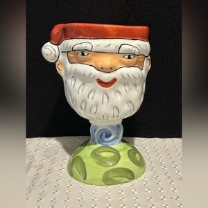 X-Mas Department 56 Santa Claus Pillar Decor Pedestal Candle Holder 7” Stand
